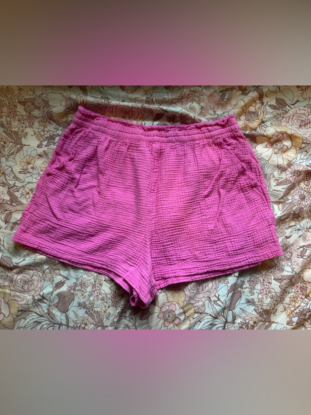 aerie Hot Pink Textured Gauze Lounge Shorts